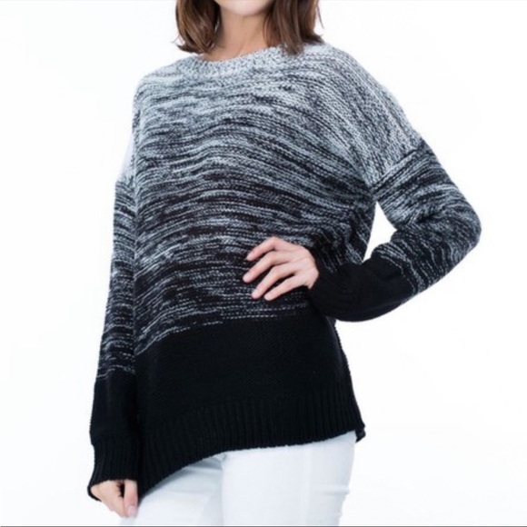 Timing Sweaters Gradient Black And Gray Knit Sweater Poshmark